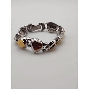 Heavy Thailand 925 Sterling Silver Heart Bracelet 31.4g